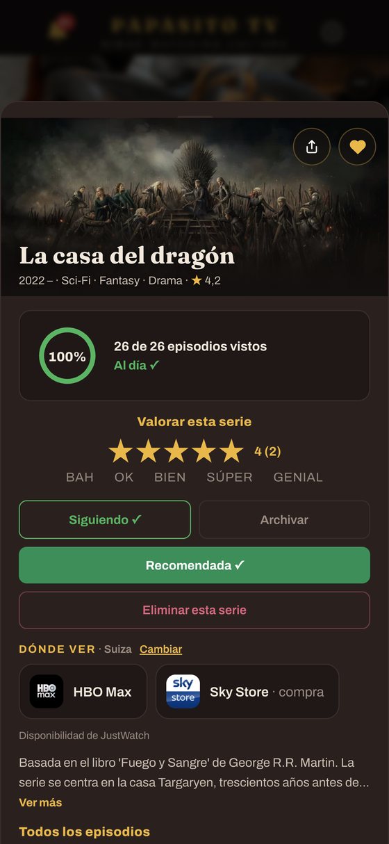 La ficha de una serie
